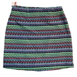 Shrinking Violet Geometric Stripe Tribal Tapestry Mini Skirt Woven Cotton XS NWT